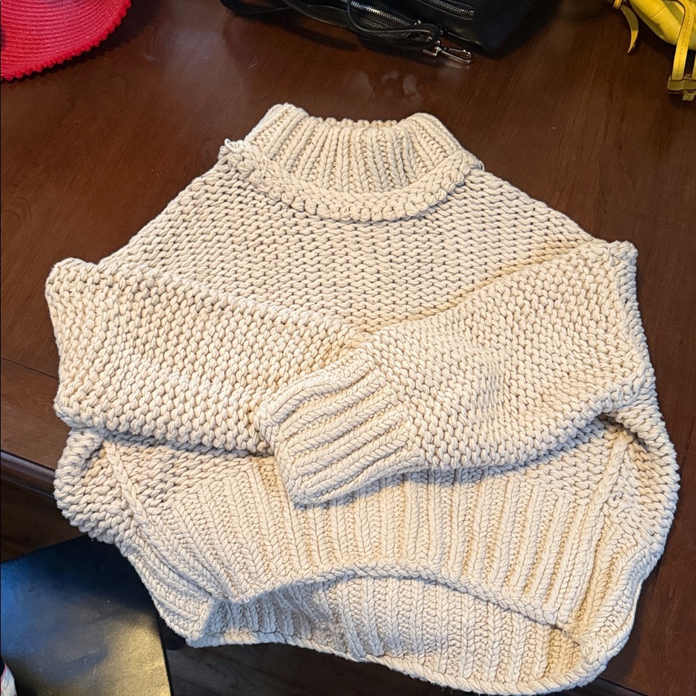 Free People Cream Turtleneck Sweater